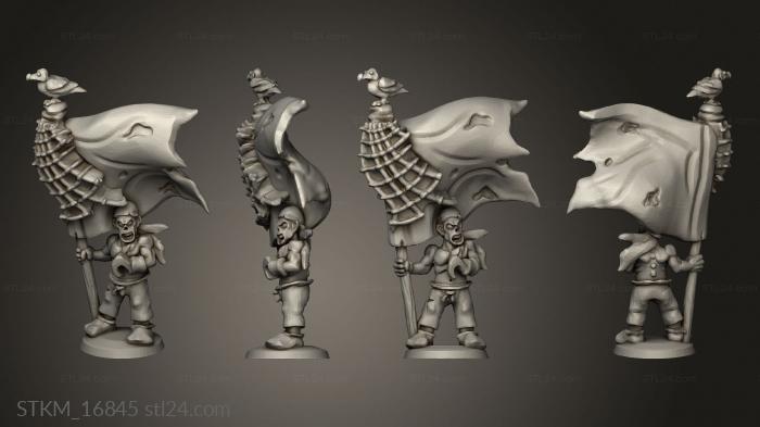 Статуэтки герои, монстры и демоны (Немертвые Пираты Знамя Пиратской Команды, STKM_16845) 3D модель для ЧПУ станка