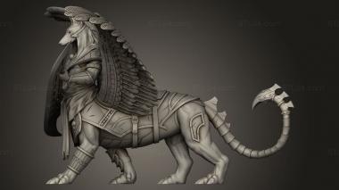 Figurines heroes, monsters and demons (sphinx champion 2, STKM_16905) 3D models for cnc