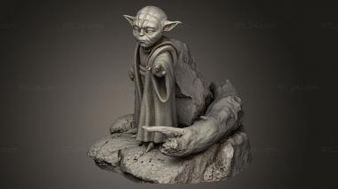 Figurines heroes, monsters and demons (Yoda, STKM_16930) 3D models for cnc