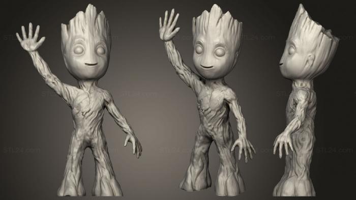 Baby Groot Standing And Waving Without Base