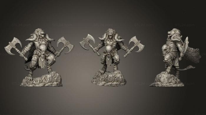 Статуэтки герои, монстры и демоны (Человек - лев - Варвар, STKM_1767) 3D модель для ЧПУ станка