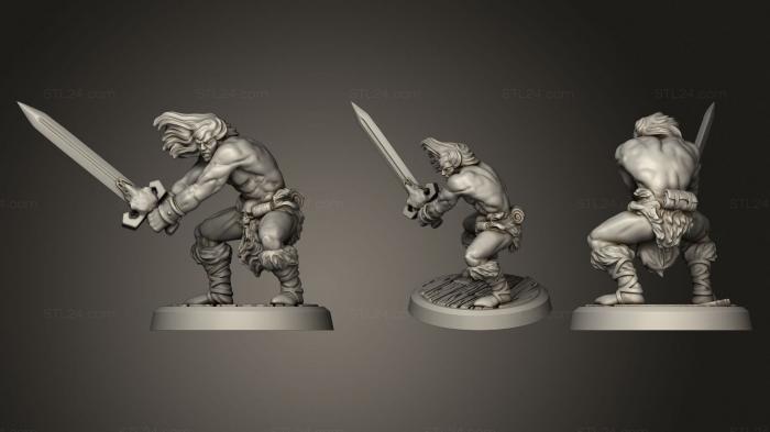 Figurines heroes, monsters and demons (Barbarian with sword on podium, STKM_1772) 3D models for cnc