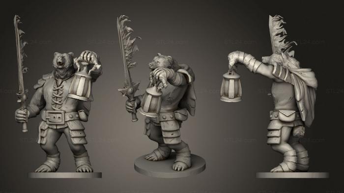 Figurines heroes, monsters and demons (Bearfolk Torch Warrior, STKM_1813) 3D models for cnc