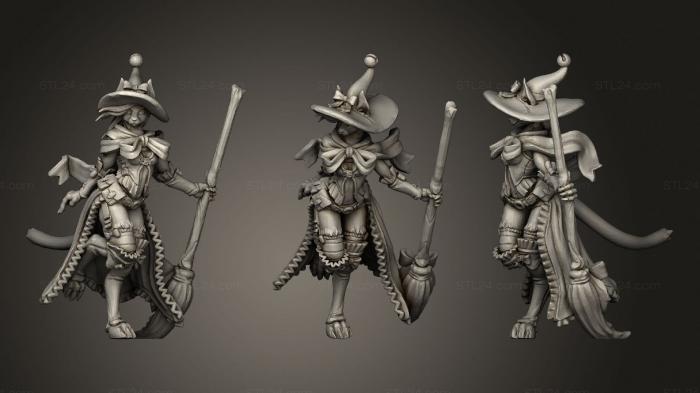 Figurines heroes, monsters and demons (Black witch tabaxi dd miniatures, STKM_1858) 3D models for cnc