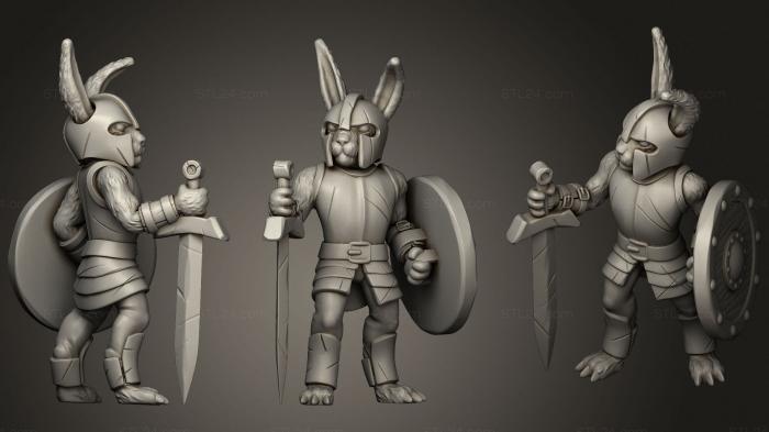 Статуэтки герои, монстры и демоны (Рыцарь-кролик (Средний), STKM_1938) 3D модель для ЧПУ станка