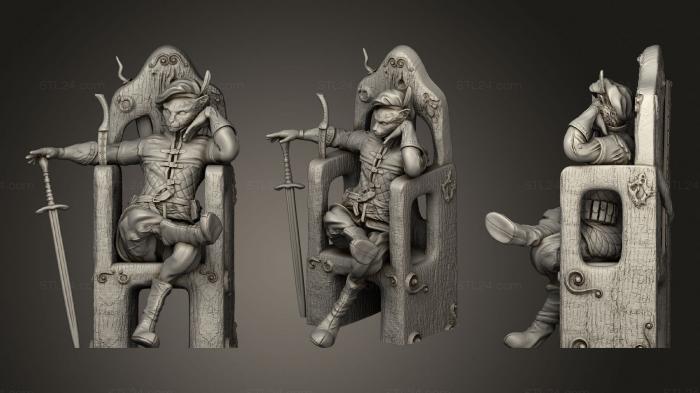 Figurines heroes, monsters and demons (Cat Throne, STKM_1995) 3D models for cnc