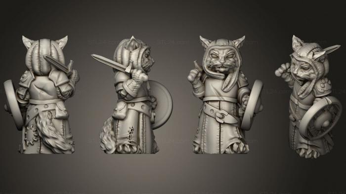 Figurines heroes, monsters and demons (Cat Warrior, STKM_1996) 3D models for cnc