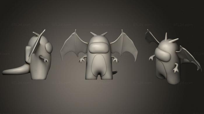 Статуэтки герои, монстры и демоны (Чаризард Среди Нас, STKM_2037) 3D модель для ЧПУ станка