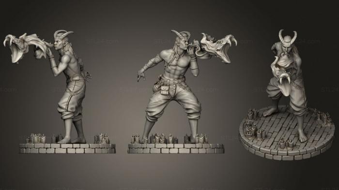 Статуэтки герои, монстры и демоны (Чавал Тифлинг Самец 1, STKM_2045) 3D модель для ЧПУ станка