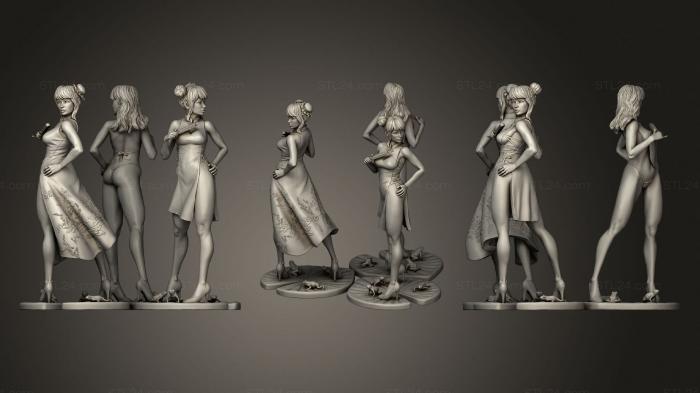 Figurines heroes, monsters and demons (China dress girl, STKM_2049) 3D models for cnc