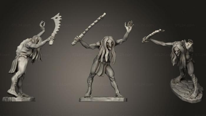 Статуэтки герои, монстры и демоны (Ведьма-Тролль в Классическом Стиле с Мечом, STKM_2075) 3D модель для ЧПУ станка