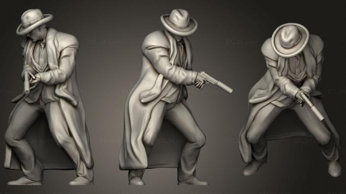 Статуэтки герои, монстры и демоны (Детектив Джек Ревностный Пистолет, STKM_2236) 3D модель для ЧПУ станка