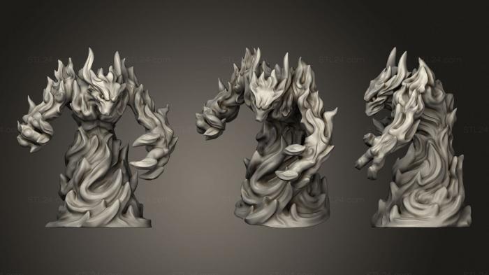 Статуэтки герои, монстры и демоны (Элементальный Огонь, STKM_2345) 3D модель для ЧПУ станка