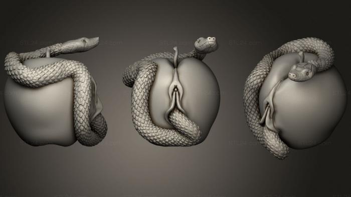 Статуэтки герои, монстры и демоны (Ева яблочная Змея Привет Res, STKM_2392) 3D модель для ЧПУ станка