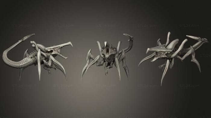 Статуэтки герои, монстры и демоны (Гигерианский Паукообразный Гибридный Воин B, STKM_2512) 3D модель для ЧПУ станка