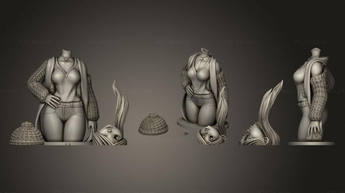 Статуэтки герои, монстры и демоны (Девушка с головой на полу, STKM_2517) 3D модель для ЧПУ станка
