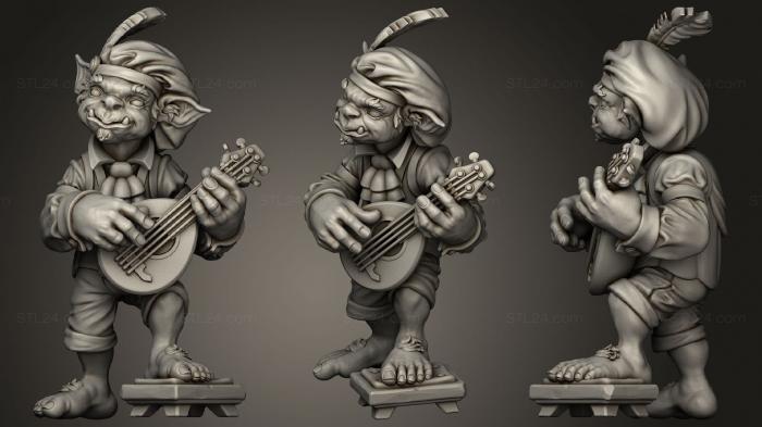 Figurines heroes, monsters and demons (Goblin bard, STKM_2544) 3D models for cnc