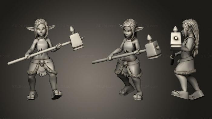 Figurines heroes, monsters and demons (Goblin Girl Hammer, STKM_2550) 3D models for cnc