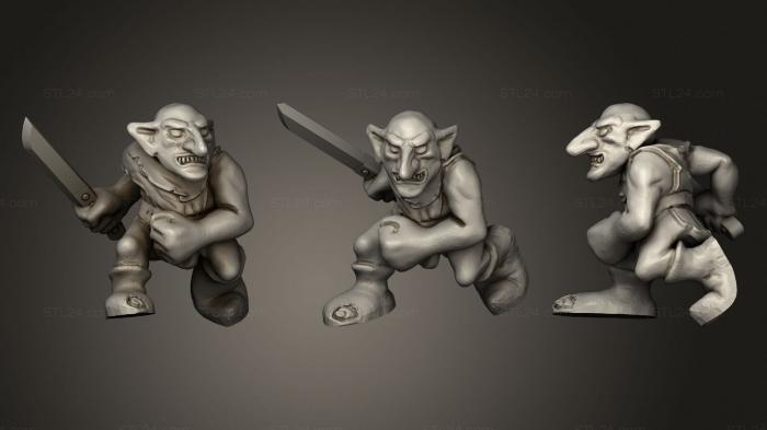 Статуэтки герои, монстры и демоны (Гоблин С Кухонным Ножом, STKM_2564) 3D модель для ЧПУ станка