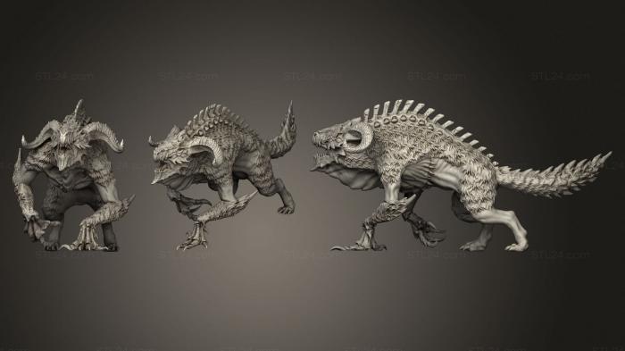 Figurines heroes, monsters and demons (Hell Hound 2, STKM_2657) 3D models for cnc