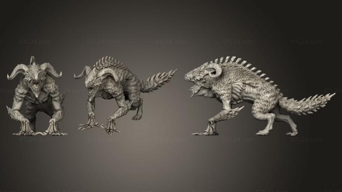 Figurines heroes, monsters and demons (Hell Hound 4, STKM_2659) 3D models for cnc