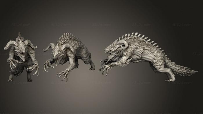 Figurines heroes, monsters and demons (Hell Hound 5, STKM_2660) 3D models for cnc
