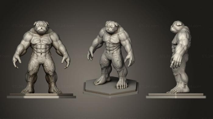 Figurines heroes, monsters and demons (hug The Hulk Pug, STKM_2704) 3D models for cnc