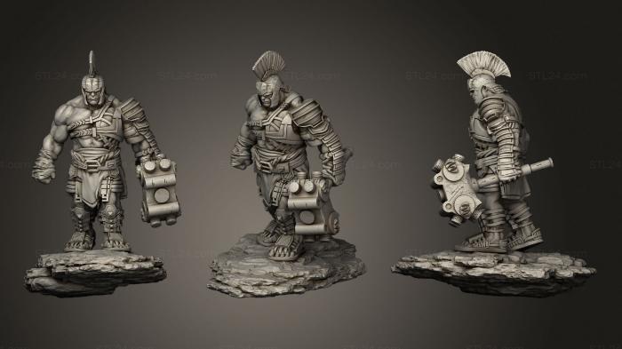 Figurines heroes, monsters and demons (Hulk with hummer, STKM_2720) 3D models for cnc