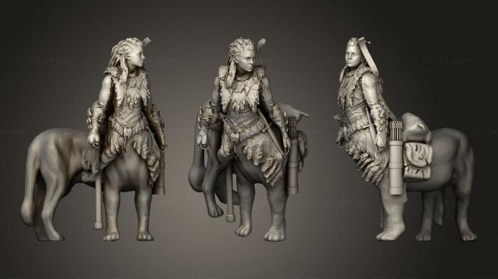 Figurines heroes, monsters and demons (Lamia Or Tauric Lion Huntress With Giant Rat Meal, STKM_2871) 3D models for cnc