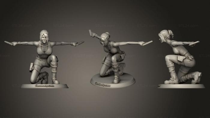 Figurines heroes, monsters and demons (Lara Croft in action, STKM_2873) 3D models for cnc