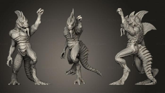 Figurines heroes, monsters and demons (Lizardfolk Champion, STKM_2898) 3D models for cnc