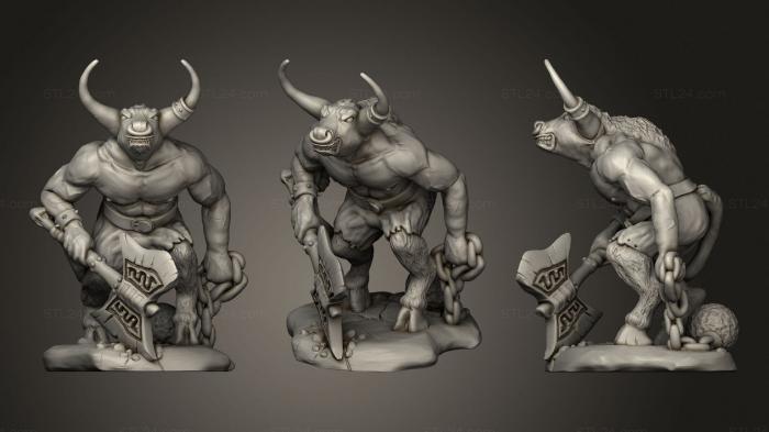 Figurines heroes, monsters and demons (Minotaur angry, STKM_3026) 3D models for cnc
