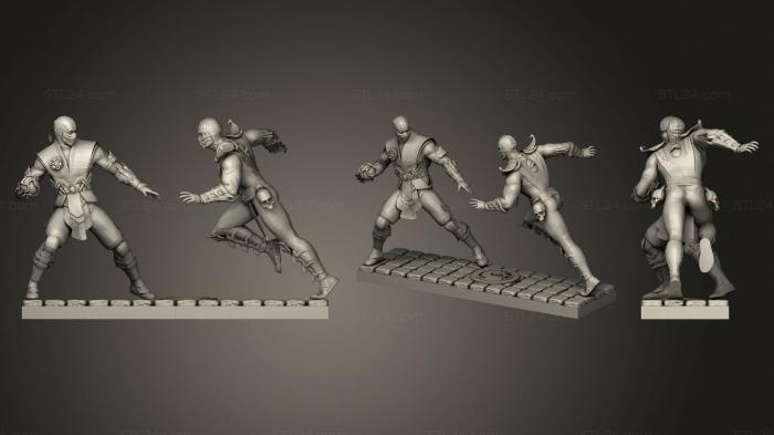 Статуэтки герои, монстры и демоны (Диорама Mortal Kombat Саб Зиро и Скорпион со способностями, STKM_3059) 3D модель для ЧПУ станка