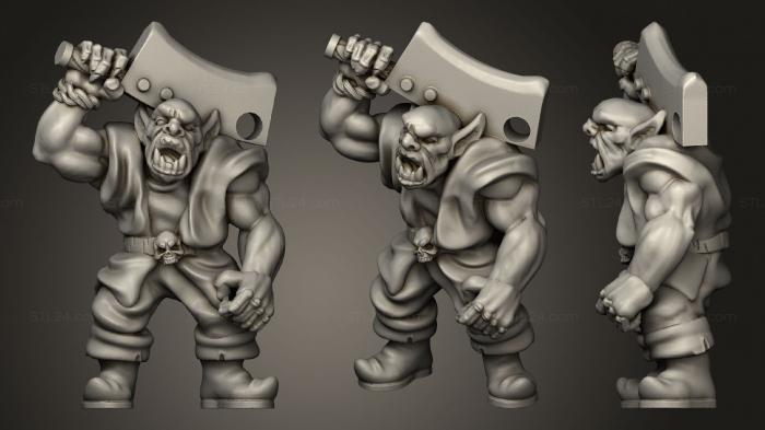Статуэтки герои, монстры и демоны (Орк с мечом 2, STKM_3191) 3D модель для ЧПУ станка