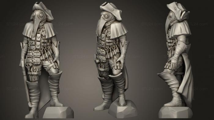 Figurines heroes, monsters and demons (Plague Doctor no Base, STKM_3231) 3D models for cnc
