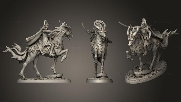 Статуэтки герои, монстры и демоны (Лучезарный эльфийский принц верхом на Кирине, STKM_3291) 3D модель для ЧПУ станка