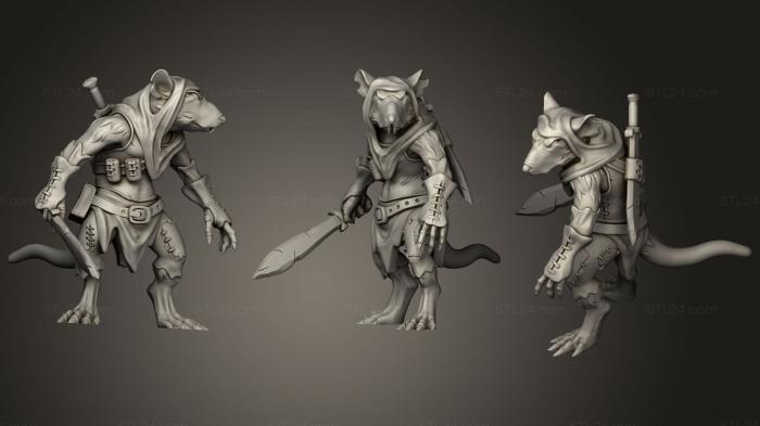 Figurines heroes, monsters and demons (Rat Vagabond (Medium), STKM_3308) 3D models for cnc