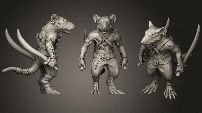 Figurines heroes, monsters and demons (Rat Warrior (Medium), STKM_3309) 3D models for cnc