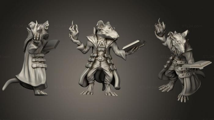 Статуэтки герои, монстры и демоны (Крысиный Волшебник (Средний), STKM_3310) 3D модель для ЧПУ станка
