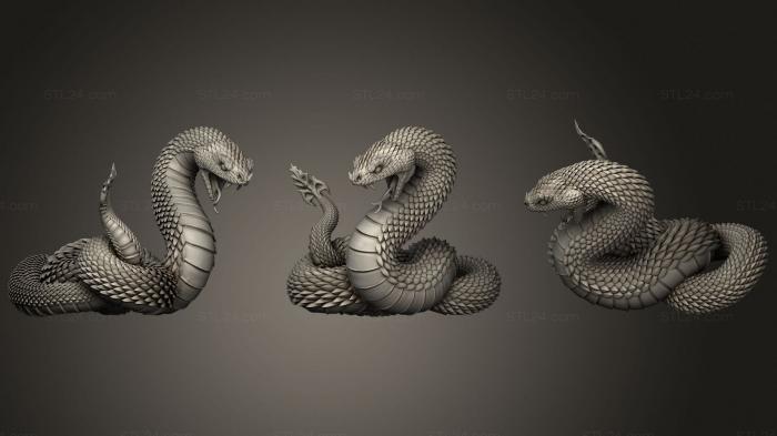 Статуэтки герои, монстры и демоны (Гремучая Змея, STKM_3314) 3D модель для ЧПУ станка