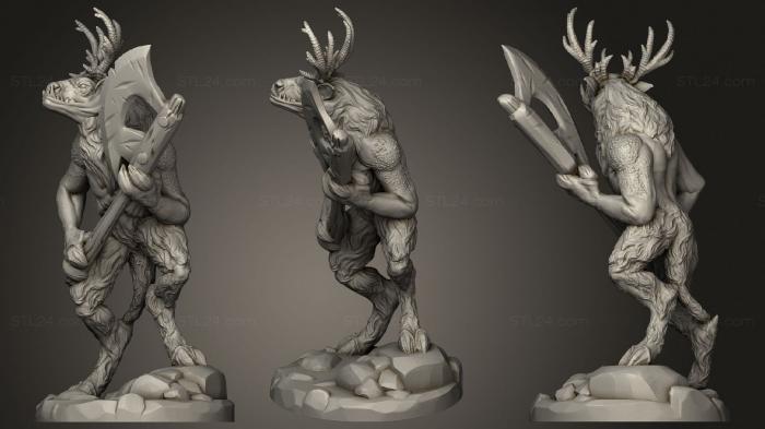 Figurines heroes, monsters and demons (Reindeer Minotaur, STKM_3327) 3D models for cnc