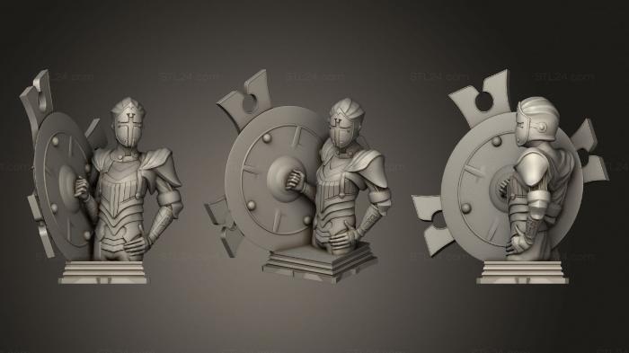 Статуэтки герои, монстры и демоны (Шахматная фигура класса Щит, STKM_3438) 3D модель для ЧПУ станка
