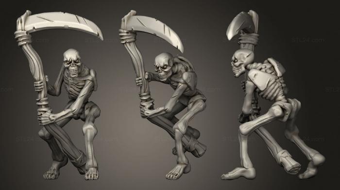 Статуэтки герои, монстры и демоны (Скелет с косилкой и косой, STKM_3466) 3D модель для ЧПУ станка