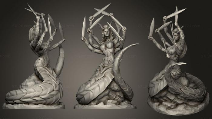 Figurines heroes, monsters and demons (Slithering Demoness, STKM_3482) 3D models for cnc