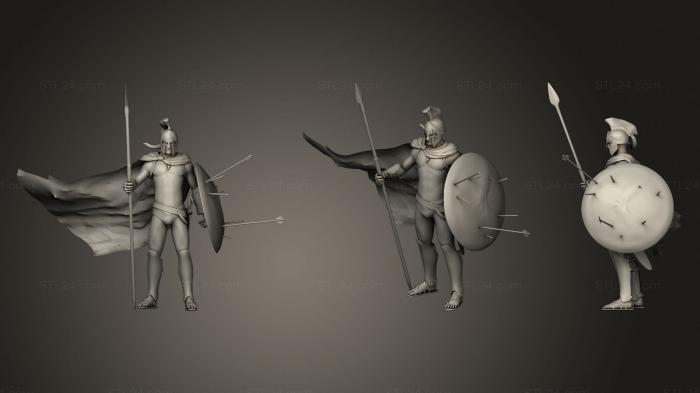 Статуэтки герои, монстры и демоны (Спартанская гвардия, STKM_3511) 3D модель для ЧПУ станка