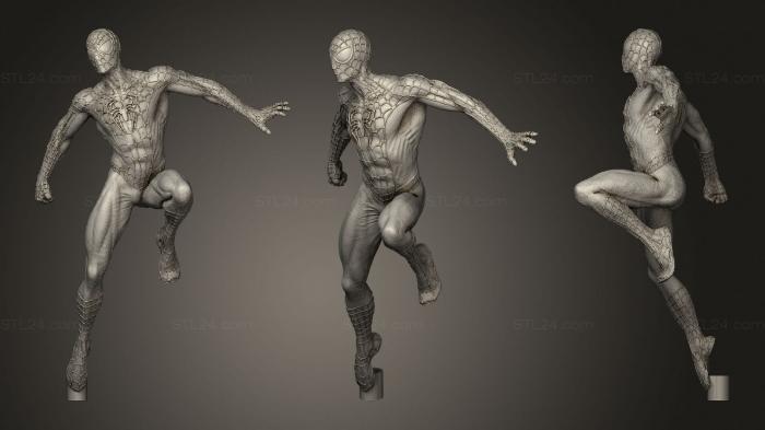 Figurines heroes, monsters and demons (spiderman black, STKM_3532) 3D models for cnc