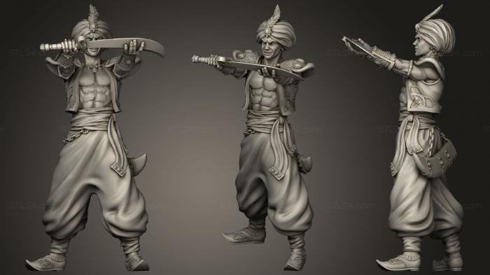 Статуэтки герои, монстры и демоны (Проклятый Султан , Герой - Принц, STKM_3642) 3D модель для ЧПУ станка