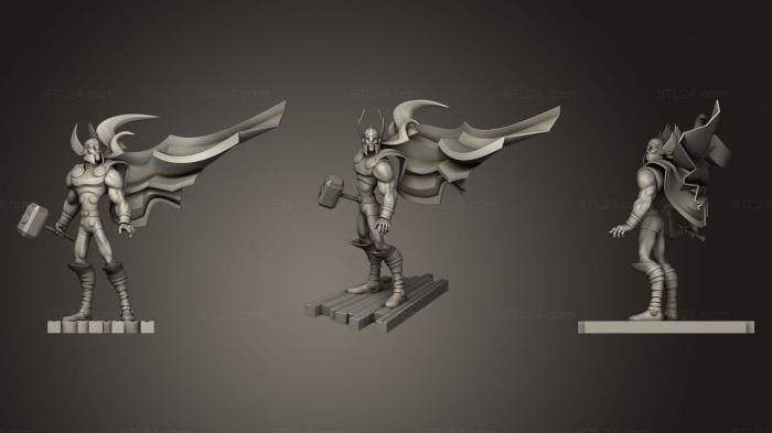Статуэтки герои, монстры и демоны (Тор на плоскости, STKM_3686) 3D модель для ЧПУ станка