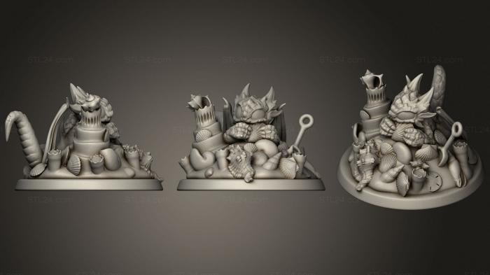 Figurines heroes, monsters and demons (Twin Goddess Shell Dragon, STKM_3727) 3D models for cnc