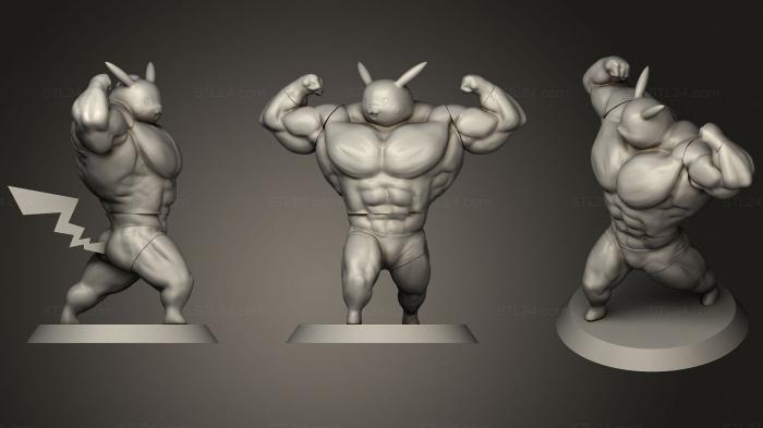 Figurines heroes, monsters and demons (Ultra swole Pikachu, STKM_3732) 3D models for cnc